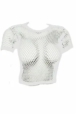£4.99 • Buy Ladies Crochet Mesh Crop Top Tank Marina Cover Up Net T Shirt Bra Fishnet Sheer