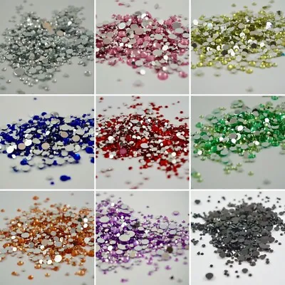 Rhinestones Bags Of Mixed Colours And Sizes Flat Back Acrylic Gems / Crystals • £19.99