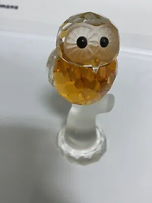 Vintage Orange/ Yellow Crystal Owl On Frosted Clear Branch • $16.99