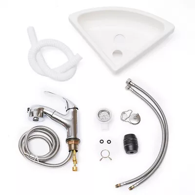 RV Boat Marine Caravan Camper Acrylic Triangular Sink With Faucet Drain Hose Kit • $109