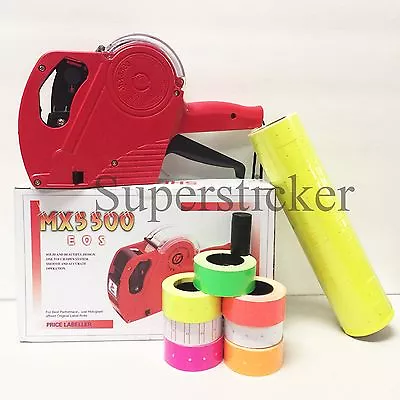 MX-5500 EOS 8 Digits Price Tag Gun Labeler Labeller + 5000 Yellow Labels +1 Ink • $24.95