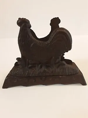 Vintage Cast Iron Chicken Rooster Napkin Or Mail Holder • $12.99