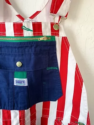 Vintage Liberty Stripe USA Overalls 34 X 30 American Flag Red White Blue NWT • $55