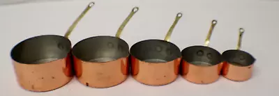 Vintage Havard Villedieu Copper Brass Measuring Cups Nesting Brass Handles..(1D) • $99.95