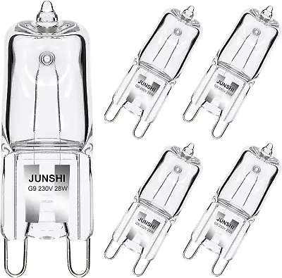 JUNSHI 5-Pack G9 Halogen Bulbs 28W 230V 370Lm 2800K Warm White Dimmable • £8.04