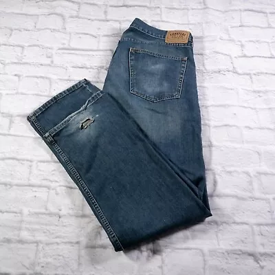 Levi's Signature Regular Straight Denim Distressed Mens Blue Jeans 36x32 • $11.97