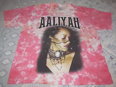 Aaliyah Shirt Women's Size XL Short Sleeve Pink Tye-Dye Concert Band Rock • £12.05