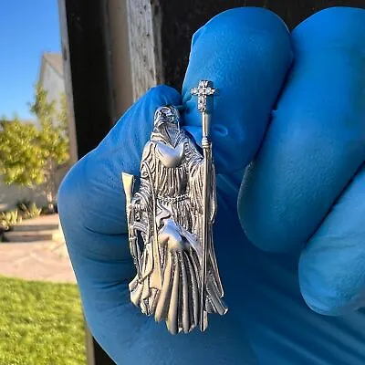 La Santa Muerte Matte 925 Silver AK47 Gun Moissanite VVS1 Pendant Dije De Plata • $89.99