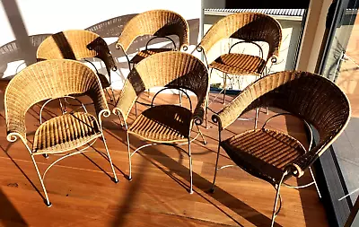 $349.30 • Buy RATTAN ARMED DINING CHAIR NATURAL SEAT 65X86CM Qty4 + Bar Stool 65x120CM Qty2