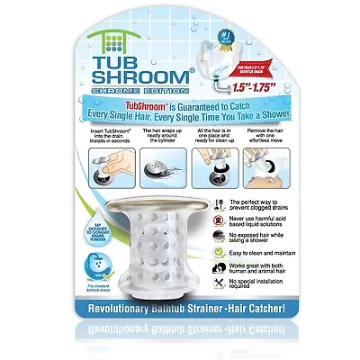TubShroom® Chrome Revolutionary Tub Drain Protector Hair Catcher Strainer Snare • $12.99