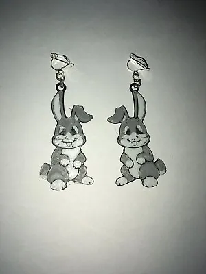 £3.35 • Buy Bunny Rabbit Earrings (1 Pair) Silver Clip On Kids Cartoon Animals