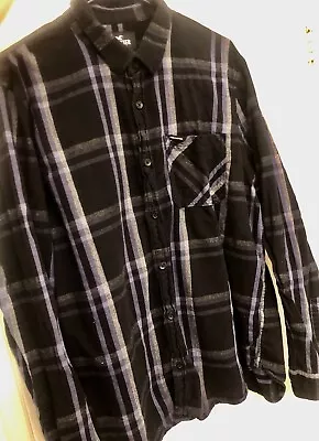 Hollister Black / Purple / Grey Plaid Flannel Shirt Men’s Size XXL (Pre-Owned) • $11.99