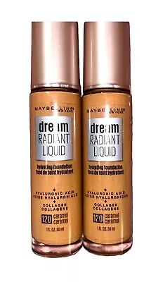 LOT Of 2  Maybelline Dream Radiant Liquid Hydrating Foundation 120 Caramel • $12.98