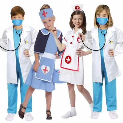 Kids Doctor Nurse Costume Medical Uniform Scrubs Book Day Party Outfit • £12.99