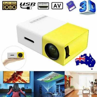 $46.99 • Buy 1080P HD Mini HDMIs LED USB Home Portable Projector Movie Video Phone Laptop TV