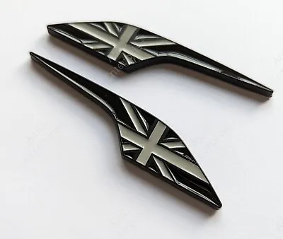 Gloss Black Grey Side Wing Union Jack Badges For Land Rover Defender Freelander • £15