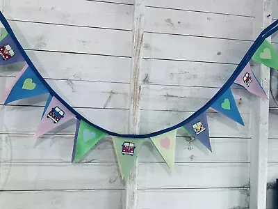 Camper Van Bunting Vintage Beach Hut Shabby Chic Hearts Rainbow Caravan Seaside • £10