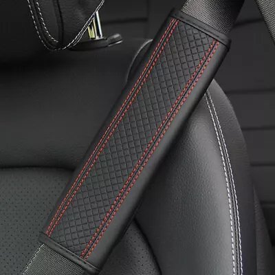 1x Universal  Car Seat Belt Parts Shoulder Strap Pad Cover Protector Black&Red • $7.55