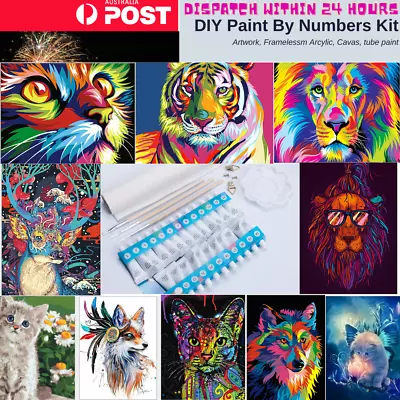 Susliving DIY Paint By Numbers Kit 40x50cm Animals Painting Artwork Gift • $12.95