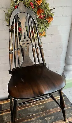 Antique SK Pierce & Son Tapered Spindle Windsor HandCarved Wood Splat Back Chair • $245.99