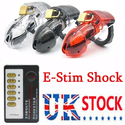 Male E-Stim Shock Lockable Chastity Belt Device Ring Cage Stretcher Adjustable • £6.98