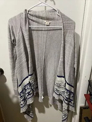 MOSSIMO Tribal Asymmetrical Open Front Cardigan Sweater Duster Womens L Large • $8.99