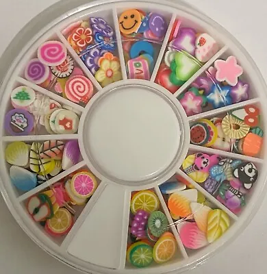 Nail Art 3D Fimo Mixed Styles Shapes Fruit Slices Polymer Clay Decoration Wheel  • £2.79