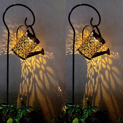 $21.99 • Buy 2PACK! Solar Watering Can Light Garden Outdoor Waterproof Kettle Yard Art Lamp