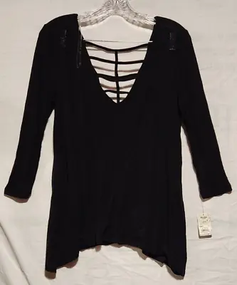 Mudd Jeans Womens Top Mudd Ladder Front Ls Tee Size Large • $13