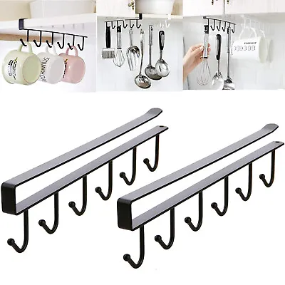 1-4X 6 Hooks Mug Cup Rack Holder Under Shelf Kitchen Cabinet Hanger Organiser AU • $5.79