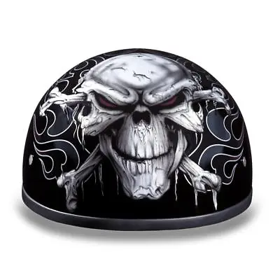 New Daytona Skull CAP-W/ CROSS BONES Open Face Motorcycle DOT Helmet • $91.76