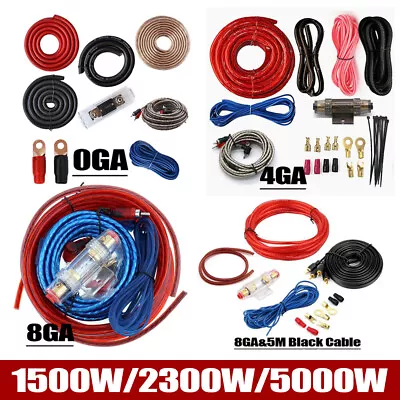 0/4/8GA Amp Wiring Kit 1500/2300/5000Watts RCA Wire Car Audio Amplifier Install • $13.49