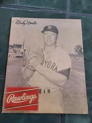 Vintage MICKEY MANTLE RAWLINGS BASEBALL Glove Sign Poster • $59.99