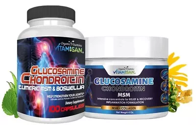 Triple Strength Flex Joint Glucosamine Chondroitin MSM Capsule & Cream Arthritis • $18