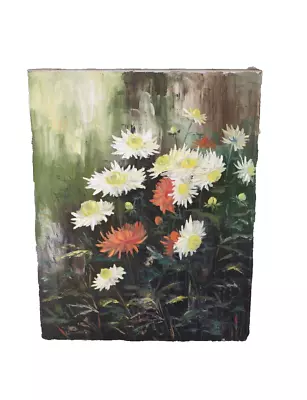 Vintage Floral Still Life Oil Painting On Canvas Signed E Bonoventura • $89.40