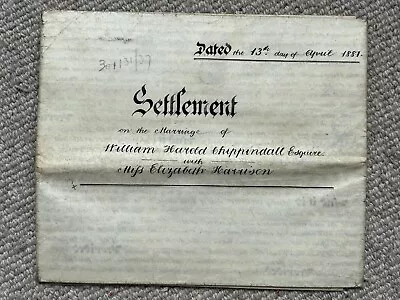 1887 Indentured Marriage Settlement William Chippindall & Elizabeth Harrison ￼ • £20