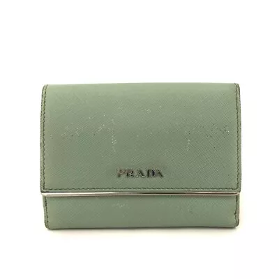 PRADA Saffiano Leather Bifold Wallet Purse/9Y0169 • $1