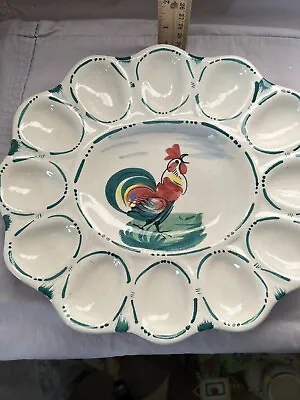 Vintage Rooster Themed Deviled Egg Platter - 10  X 9  Oval • $22
