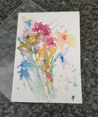 Aceo Watercolour Abstract  Floral Unmounted By Yvette Newwork For 2023 Original  • £3