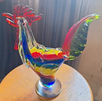 Dale Tiffany / Murano Style Rooster Art Glass / Blown Glass Figurine Colorful • $40