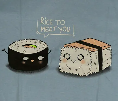 BRAND NEW QWERTEE RICE TO MEET YOU TSHIRT Size XL FUNNY SUSHI • £15