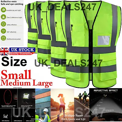 £0.99 • Buy Safety Hi Vis Viz Reflective Work Visibility Vest Waistcoat Jacket Orange Yellow