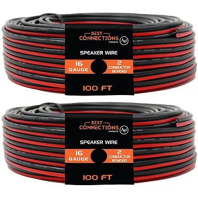 Audiopipe 2 Rolls 16 Gauge 100 Feet Red Black Speaker Cable 2 Conductor Zip Wire • $26.95