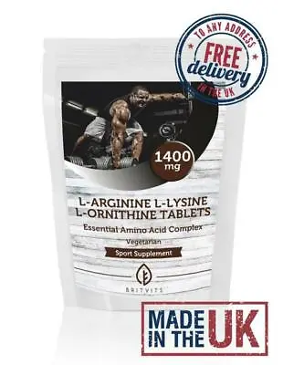 L-Arginine L-Lysine L-Ornithine Complex 1400mg Tablets BritVits Packets • £11.58