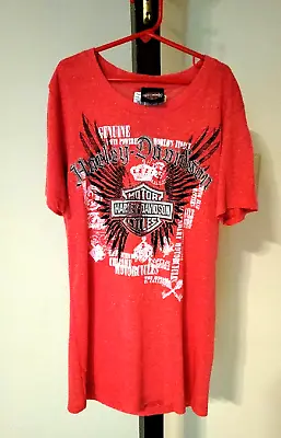 HARLEY-DAVIDSON® MOTOR CYCLES Girl’s Raspberry Cotton T-Shirt Large - New W/Tags • £24.06