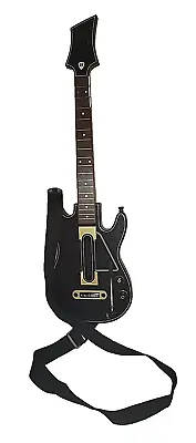 Activision Guitar Hero Power Wireless Guitar Xbox 360 PS3 Black Gold 654 W/Strap • $16.98