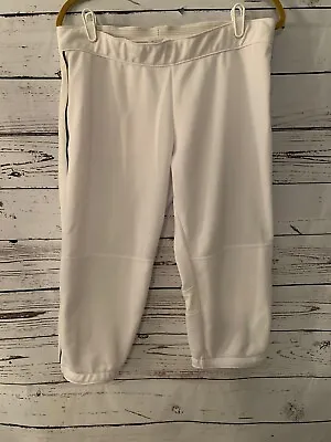 Boys Majestic Cropped Baseball Pants Sz XL White Black Trim Elastic Mesh Panel  • $12.99