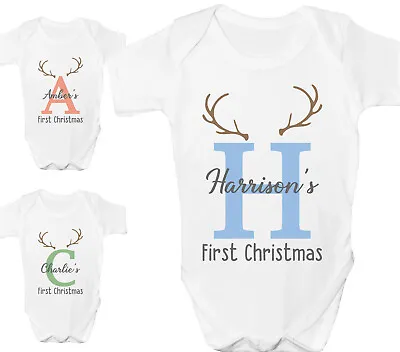 Personalised First Christmas Baby Grow Suit Any Name Boys Girls Gift • £6.99