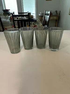 Set Of 4 Vintage Glasses Smoky Filigrana Murano Hand Blown HTF • $59.99