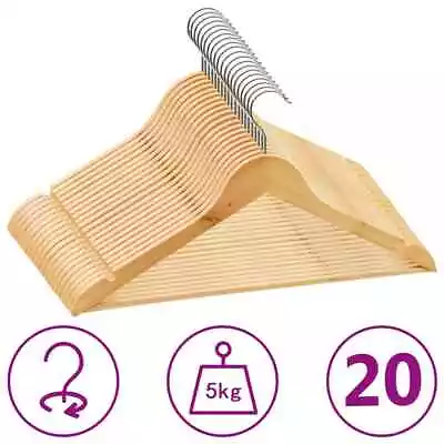 20 Pcs Clothes Hanger Set Non-slip Hardwood VidaXL • £28.48